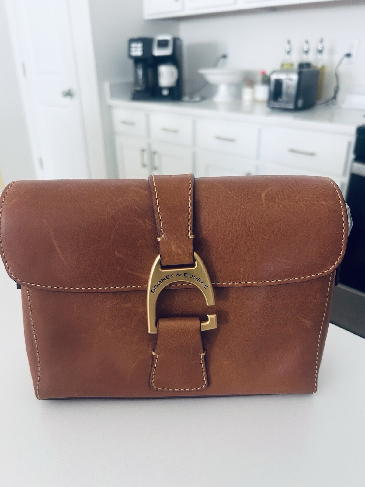 Dooney & Bourke Florentine Brown Crossbody Bag Gold Hardware Detachable Strap