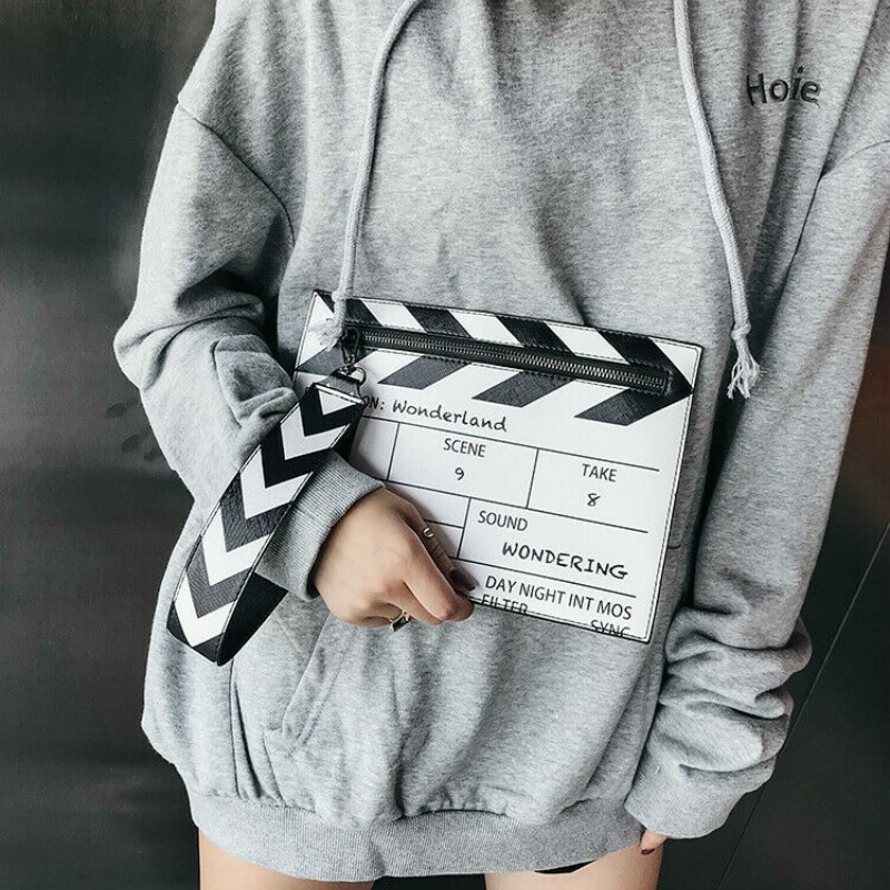Movie Table Clapper Board Shoulder Bag Scene Film Zipper Handbag Purse Trench