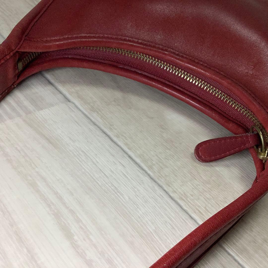 Vintage COACH Ergo Shoulder Bag 9020 Red Leather Purse Old Rare Authentic Japan
