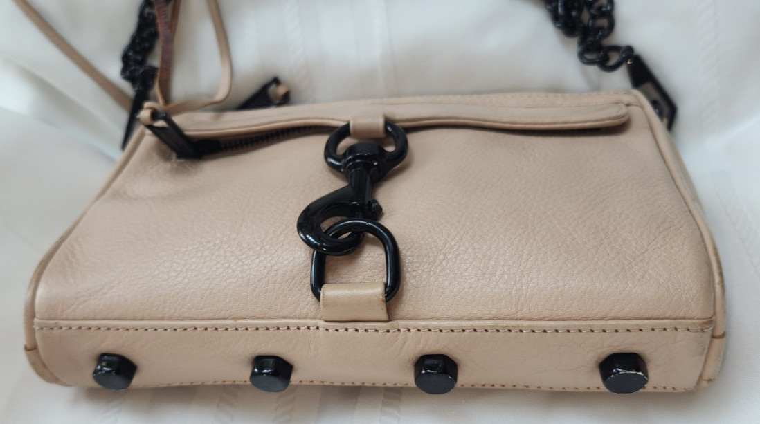 Rebecca Minkoff Mini MAC Crossbody Bag Nude Beige Black Hardware 2015 7″x9″