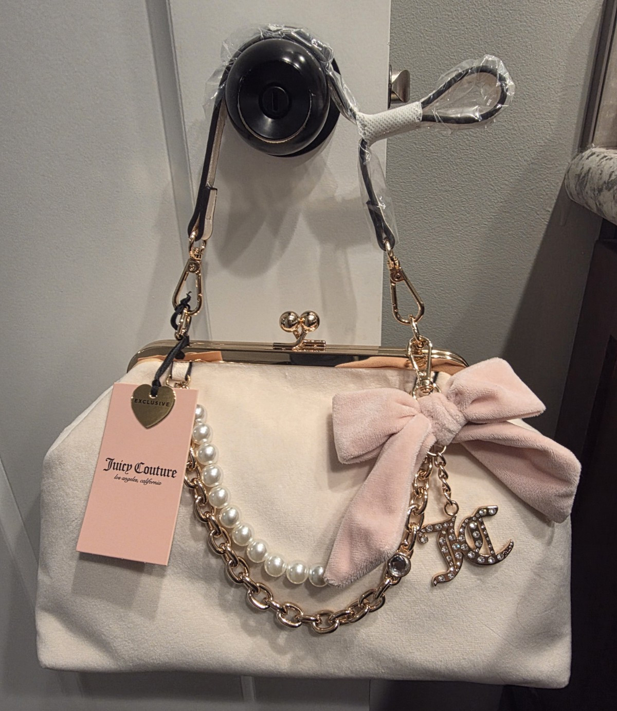 Juicy Couture Soft White Charm Haus Frame Clutch