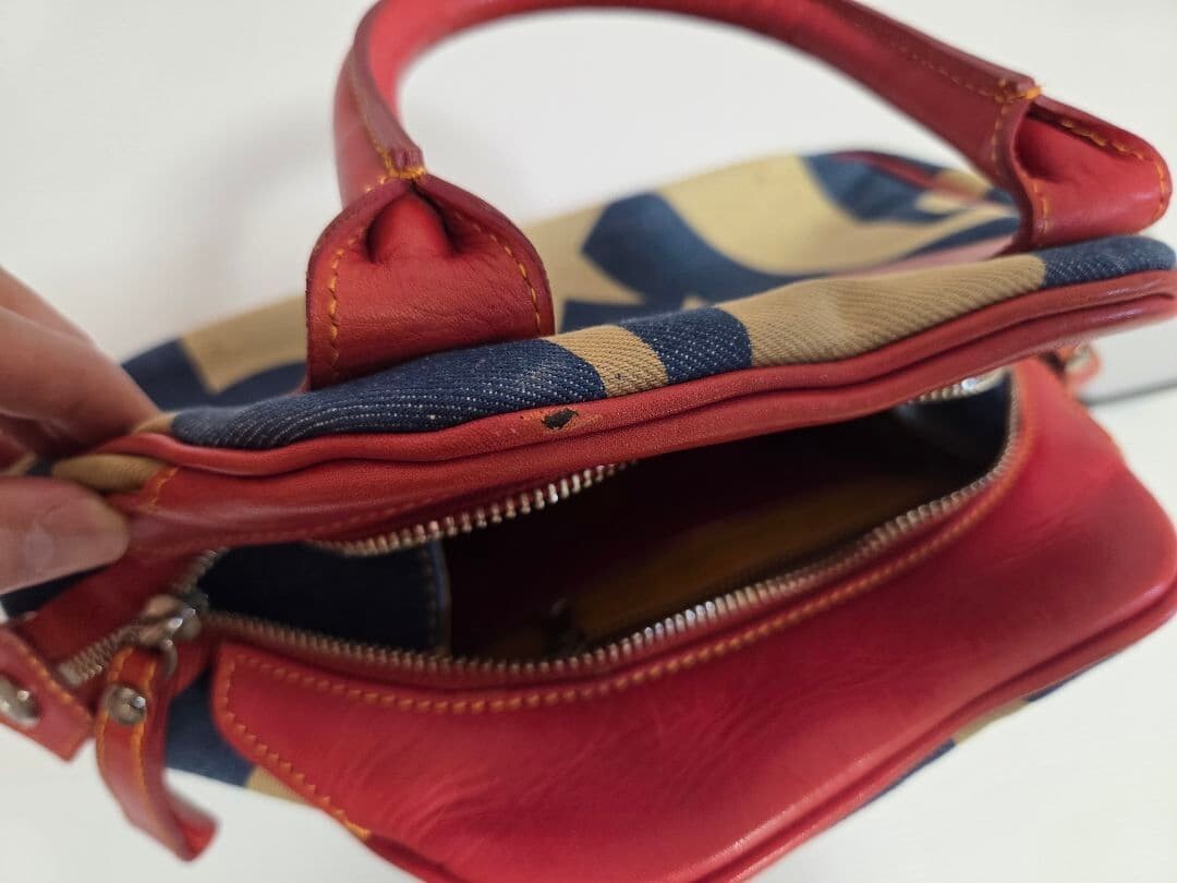 Vivienne Westwood Orb Print Yasmin Bag Vintage Canvas Dome Handbag Auth