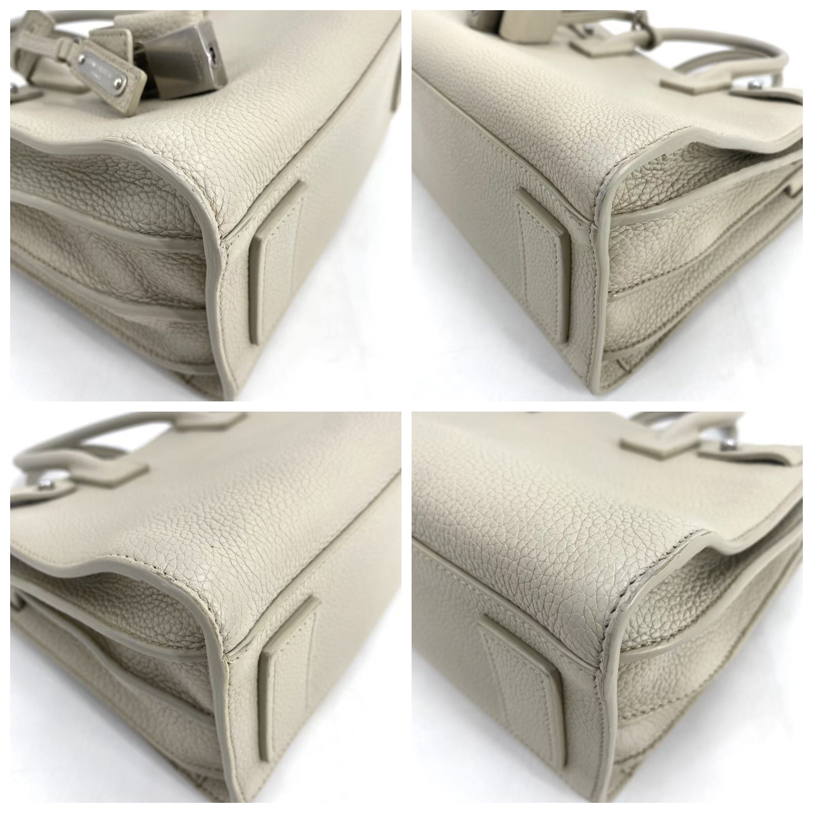 Pre-owned SAINT LAURENT Grained Calfskin Sac de Jour Dove White | H24868