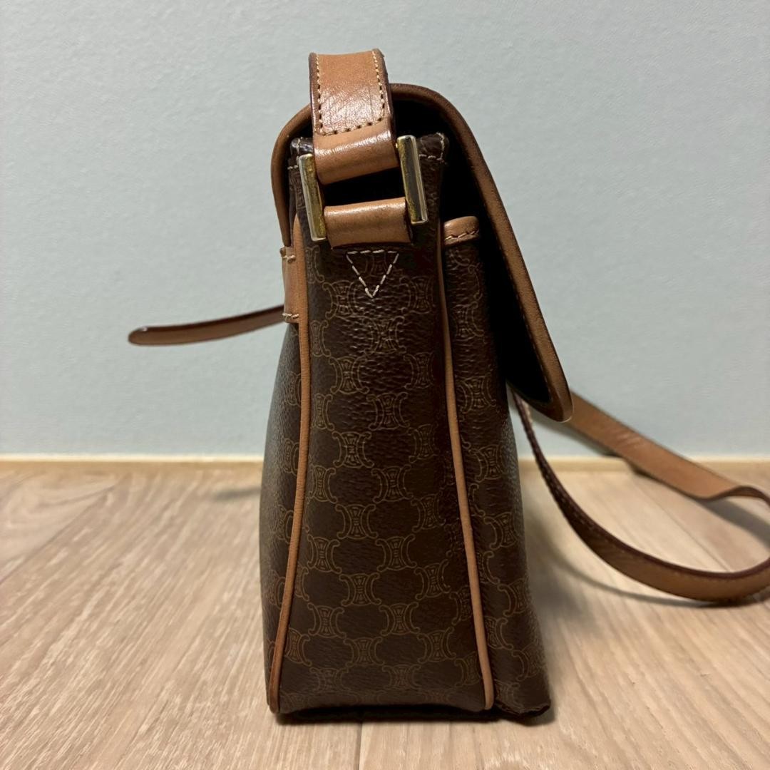 CELINE Macadam Brown Canvas Mini Shoulder Bag Missing Hardware Auth From Japan