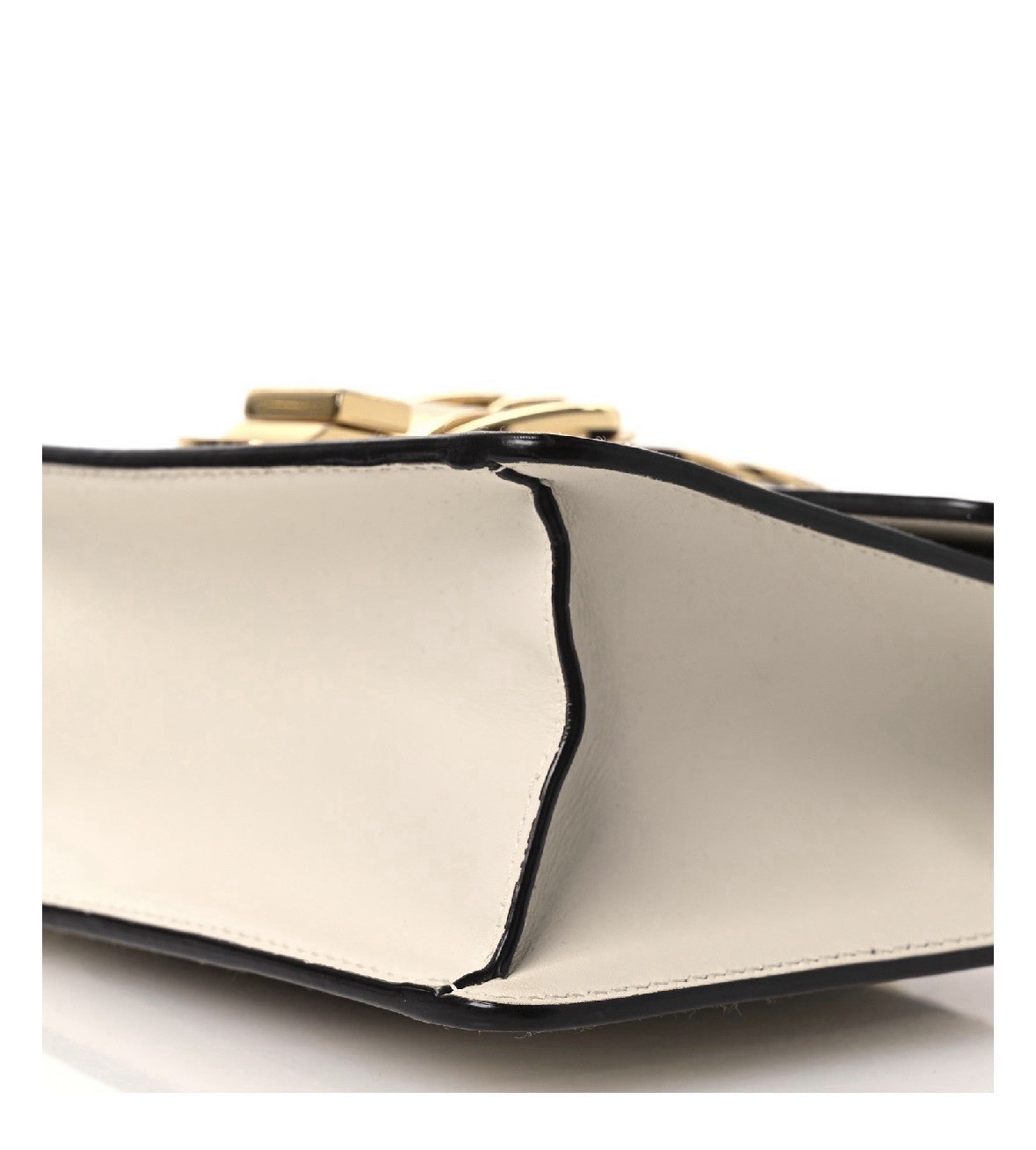 Gucci Sylvie Small White Shoulder Bag Web Stripe Gold Chain Buckle Strap
