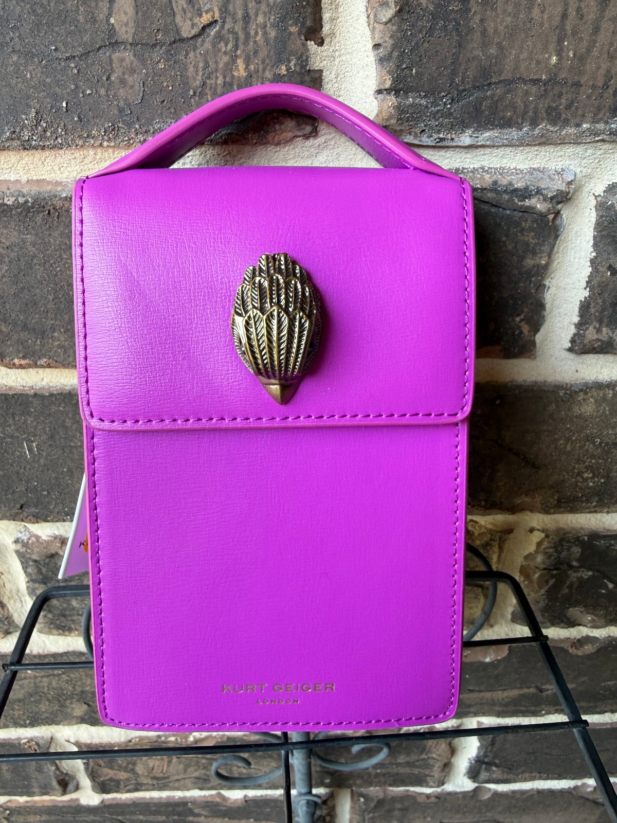 NWT $225 Kurt Geiger Bond Drench Leather Phone Crossbody Viola purple