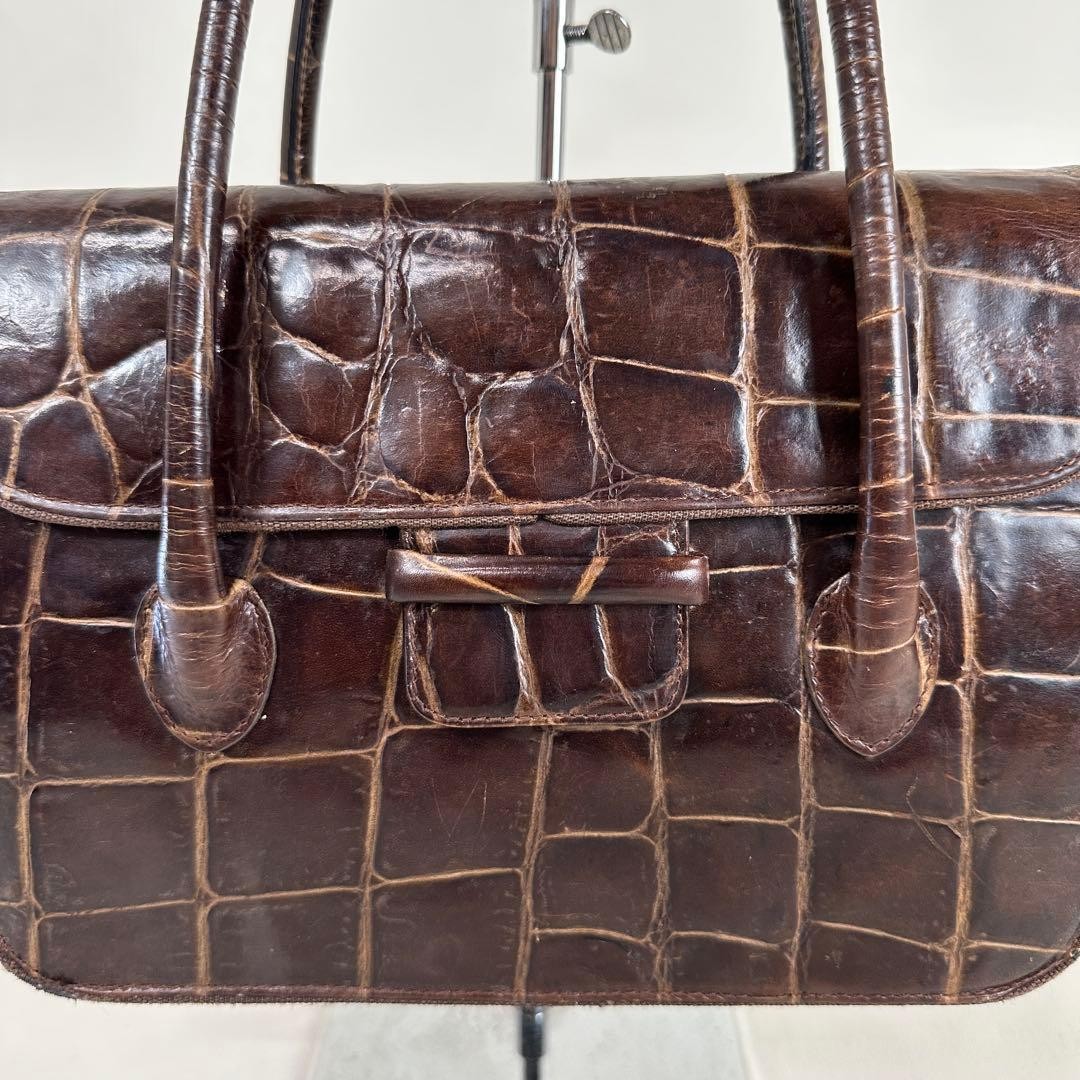 Giorgio Armani Handbag Business Bag Leather in Brown USED Good Condition