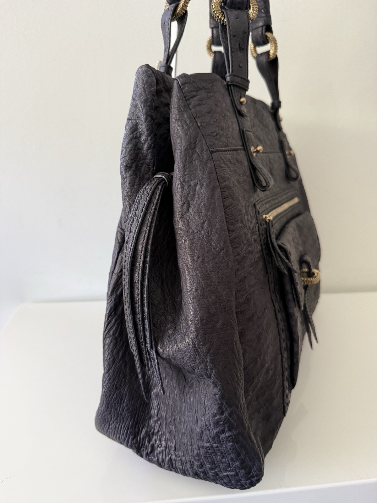 NUTI Ostrich Tote Shoulder Bag Handbag