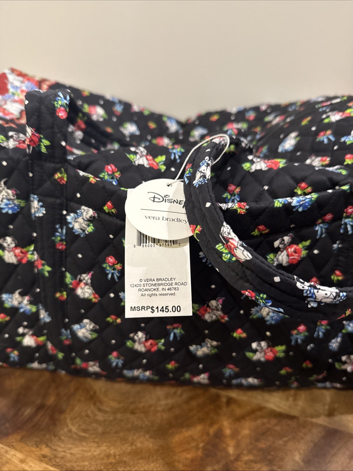 NWT VERA BRADLEY Large Duffel Bag Carry On Disney 101 Dalmatians Dogs $145