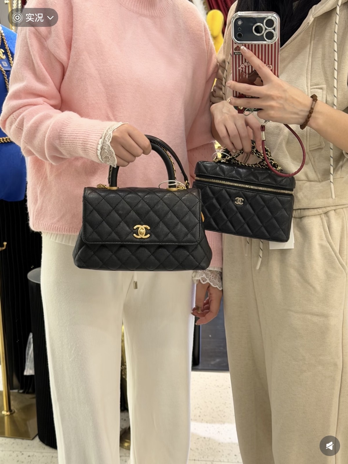 Chanel Coco Handle Small Black Caviar Leather Top Handle Crossbody Bag US Ship