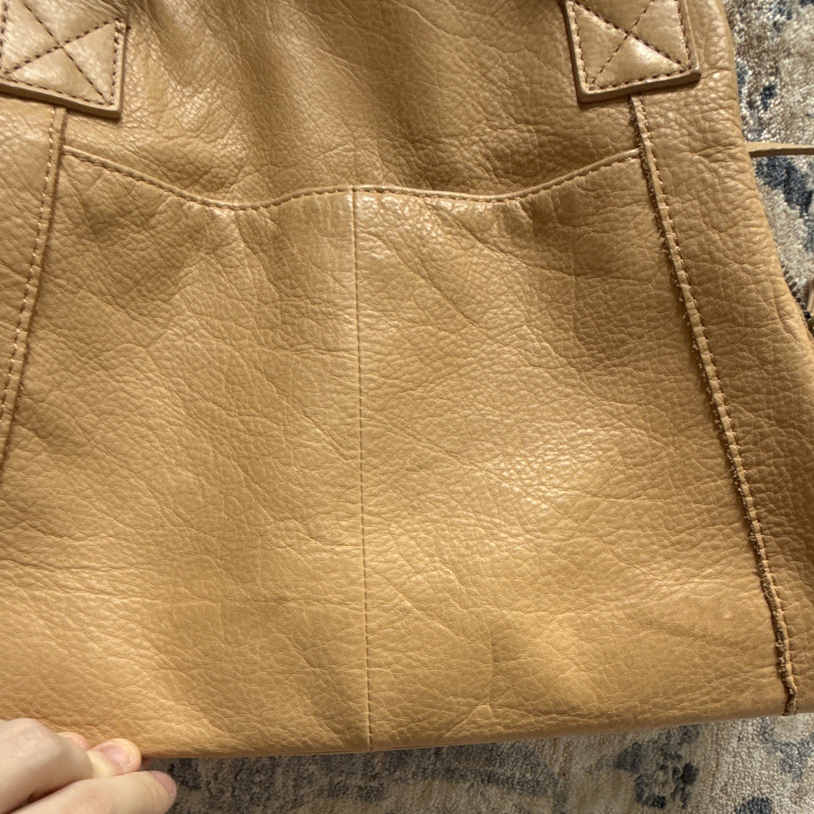 American Leather Co. Tan Pebbled Satchel Top Handle, Detachable Strap Zip Snap