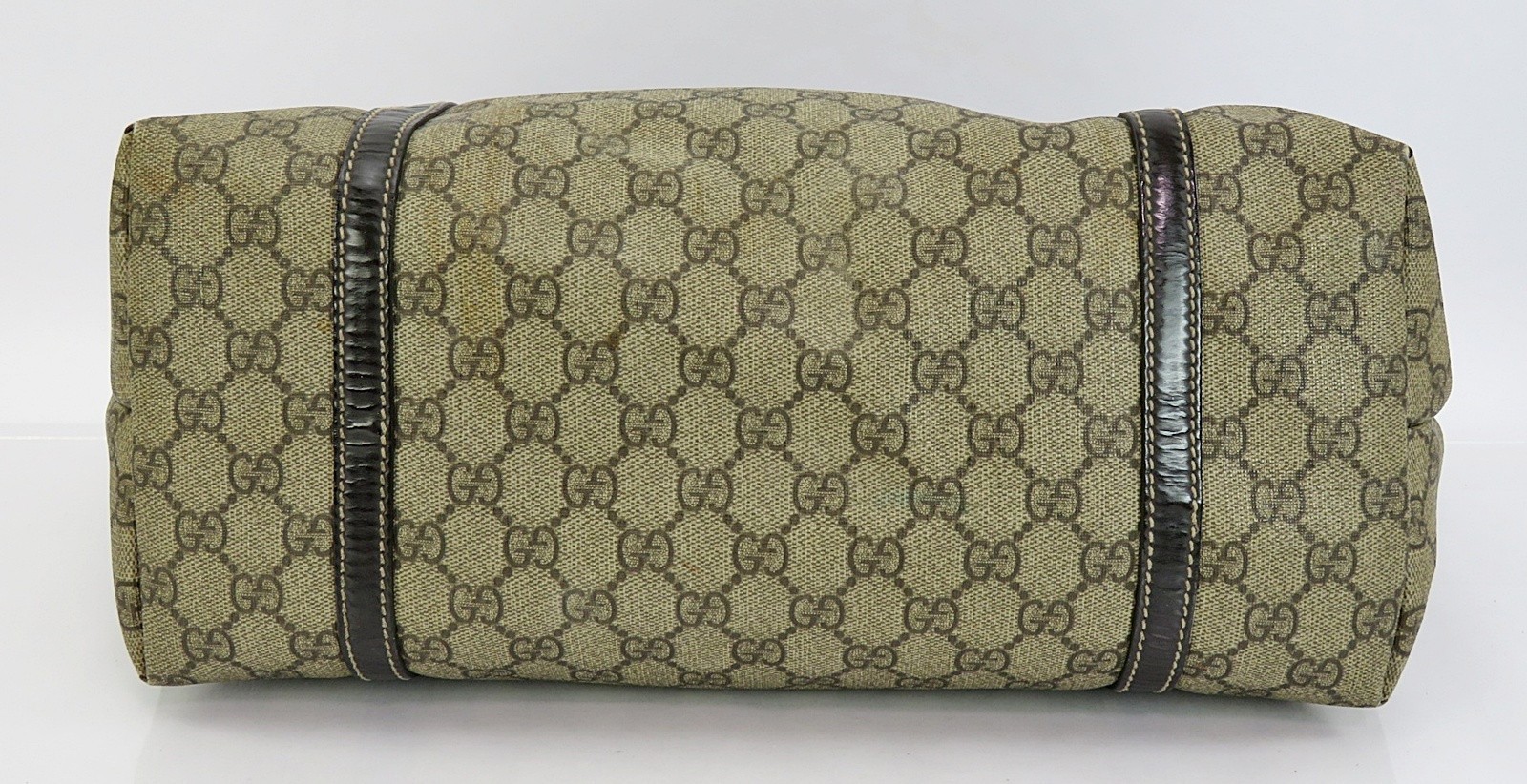 Auth GUCCI Brown GG PVC Canvas and Leather Supreme Tote Bag Purse #63254A