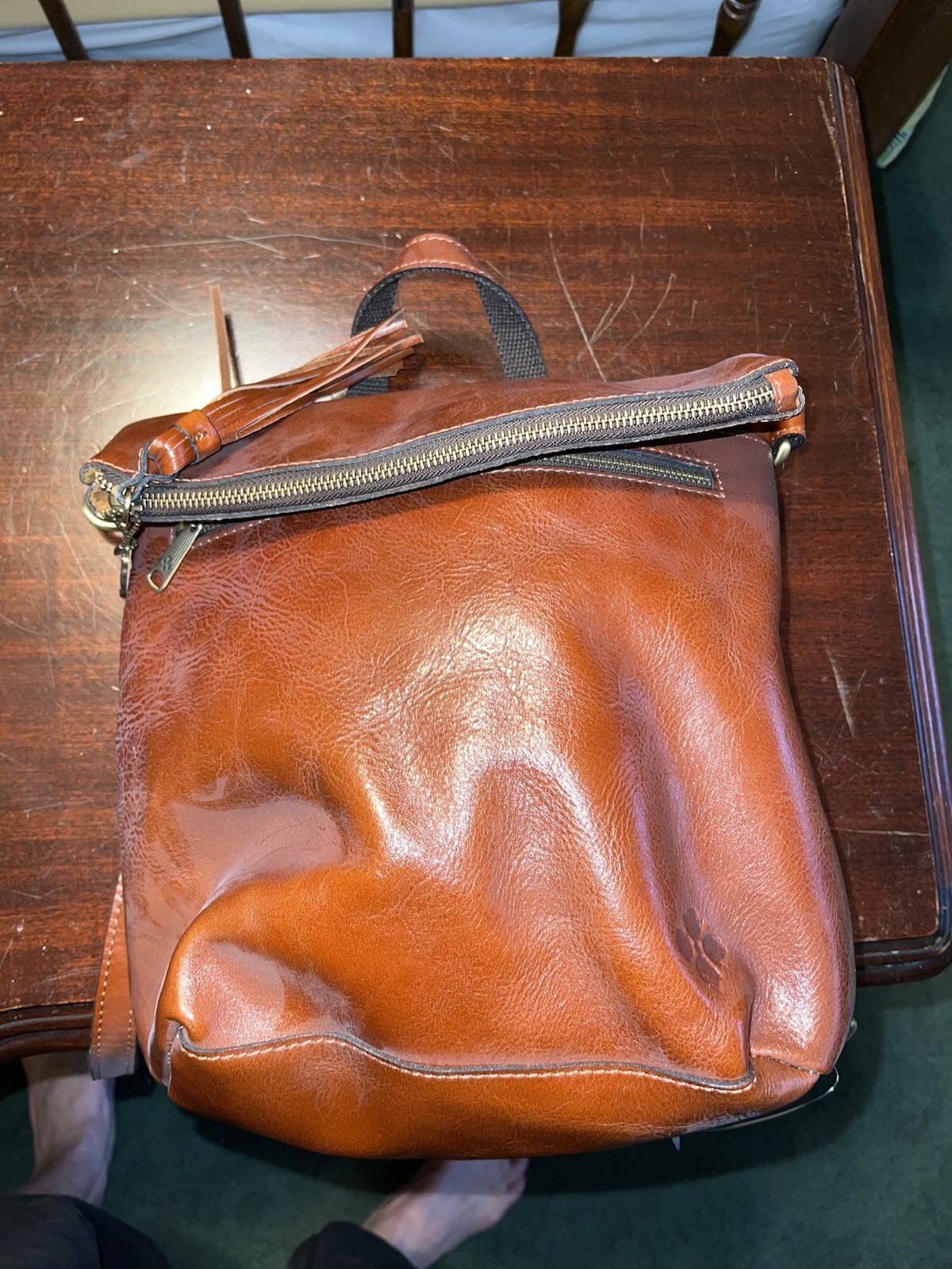 Patricia Nash Luzille Leather Convertible Backpack Tan ret 229