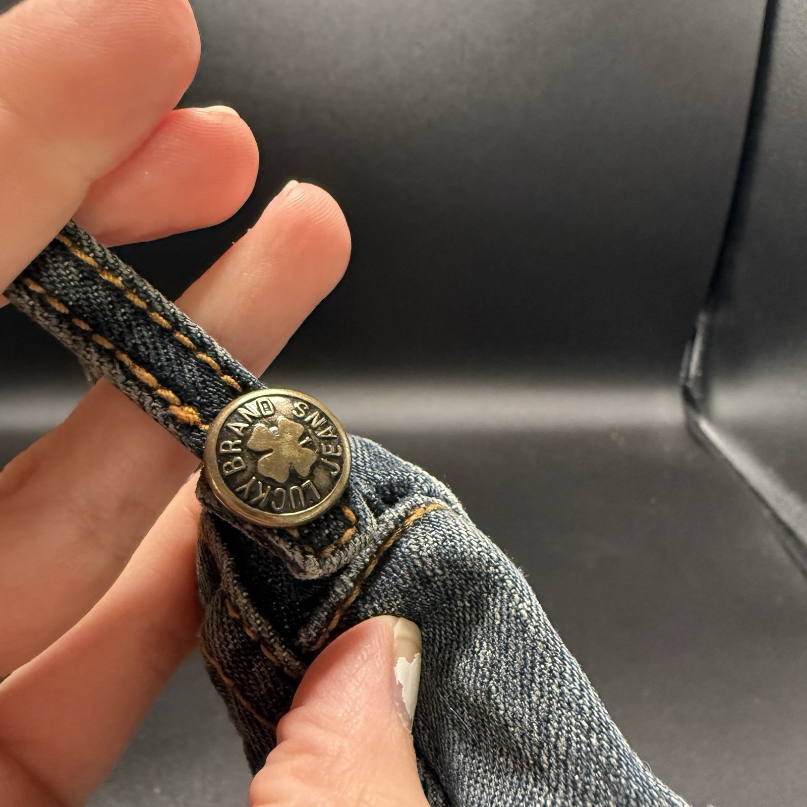 Lucky Brand Dungarees Denim Coin Purse Dark Wash Denim Zip Top