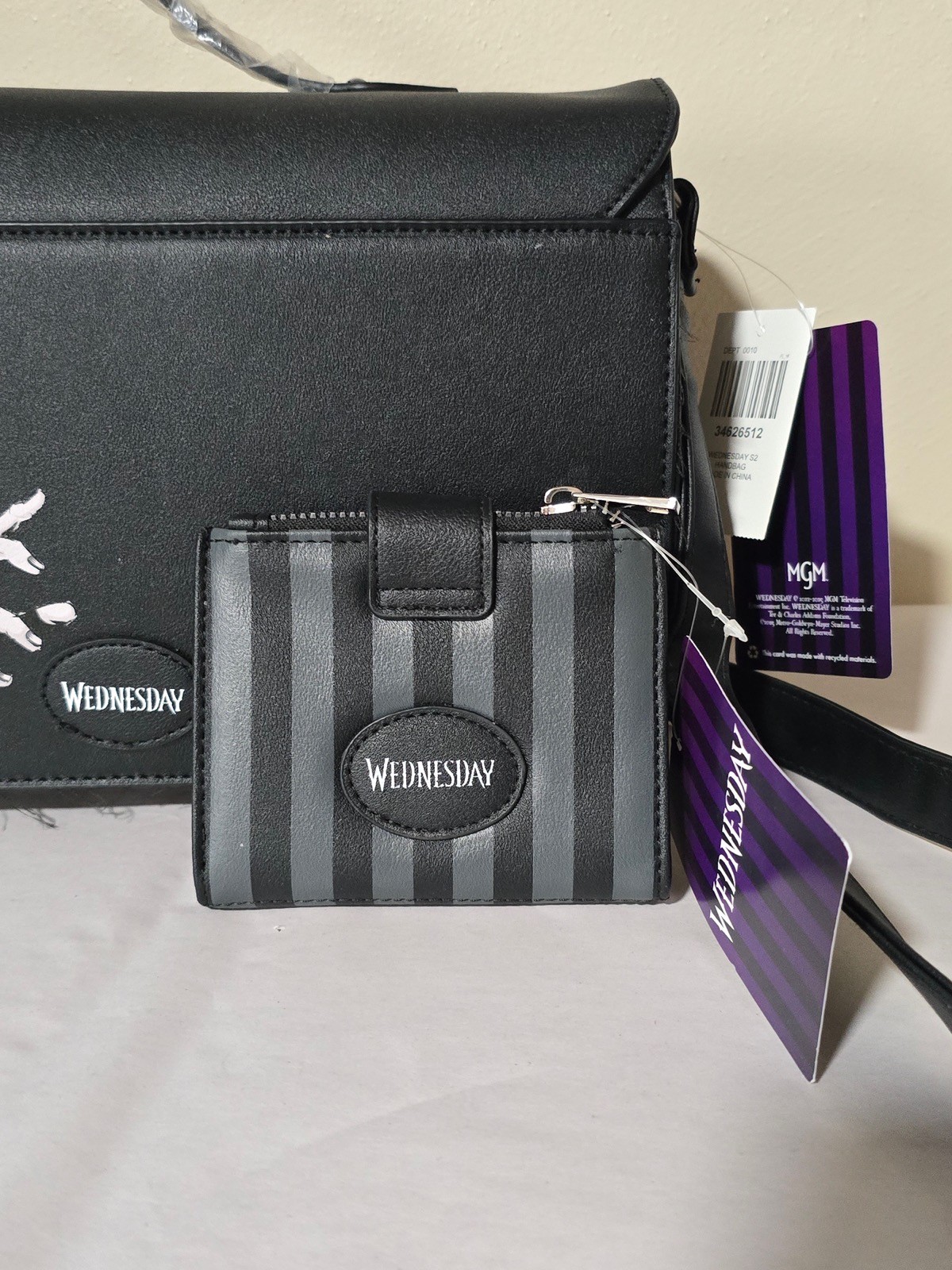 Wednesday Nevermore Academy Crossbody Bag W/ Charm Wallet Set New Tags!