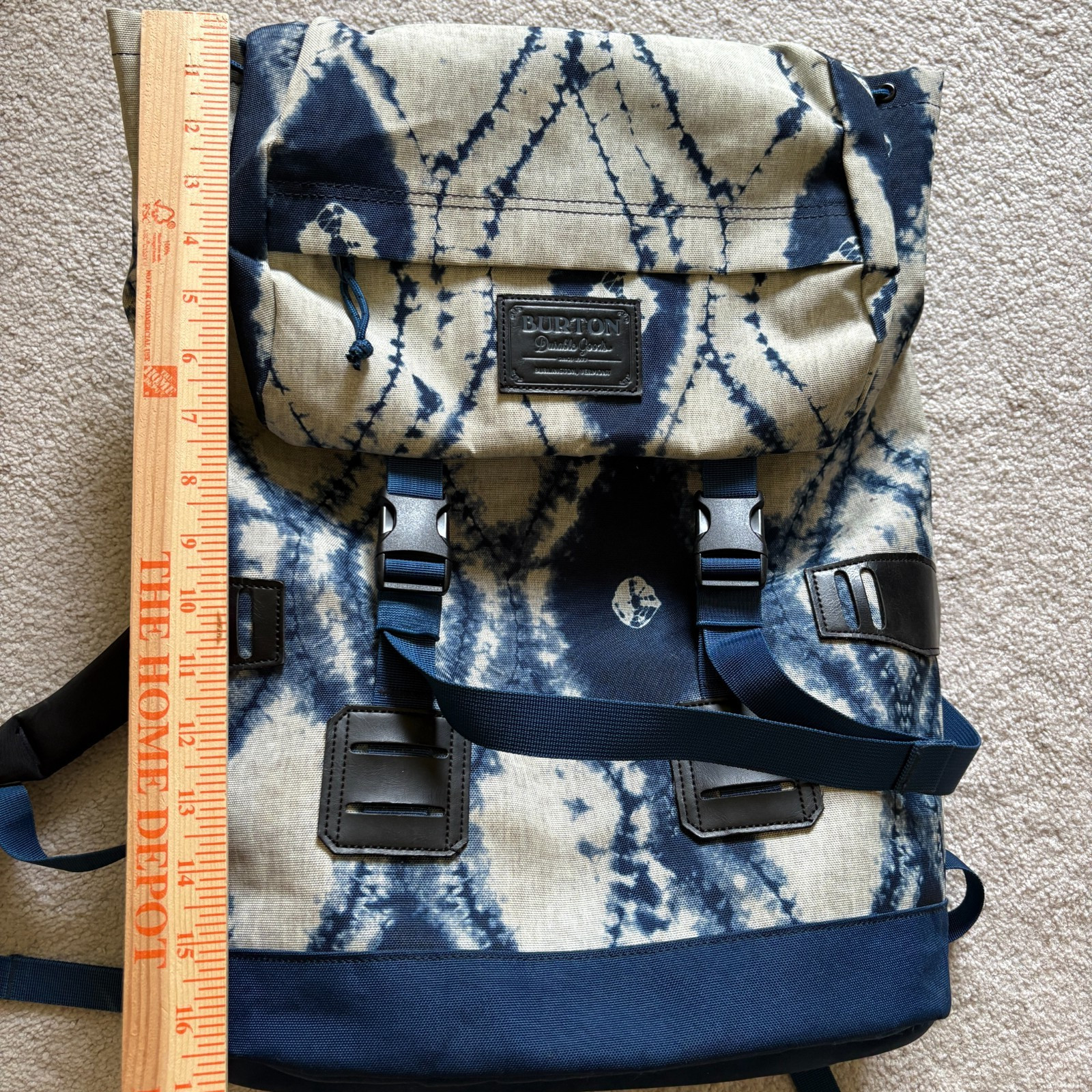 Burton Tinder Backpack Navy Tan Tie Dye Indigo Batik Rucksack Boho Laptop