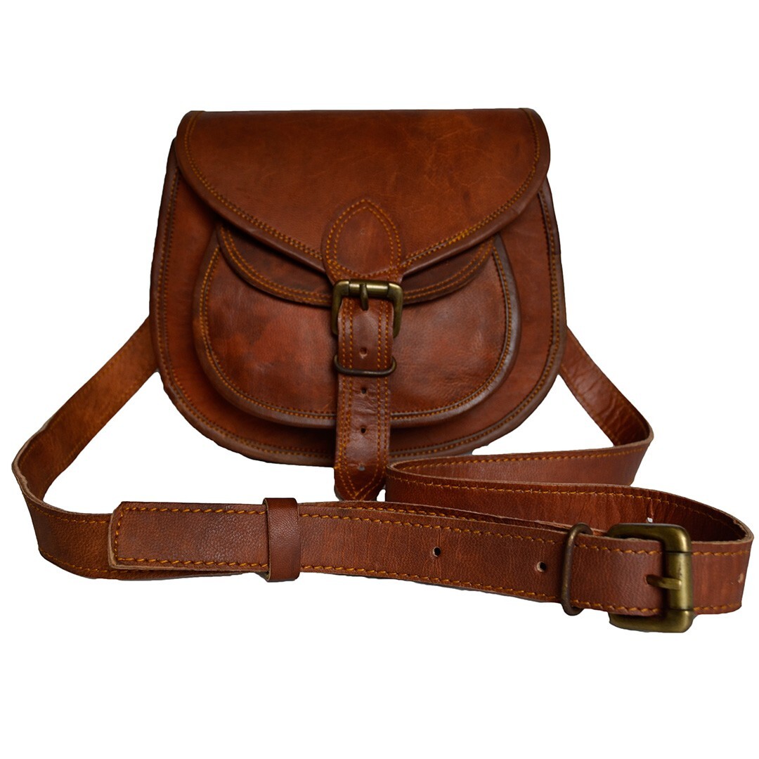 Women Genuine Leather Sling Bag Crossbody Shoulder Handbag With Adjustable Strap