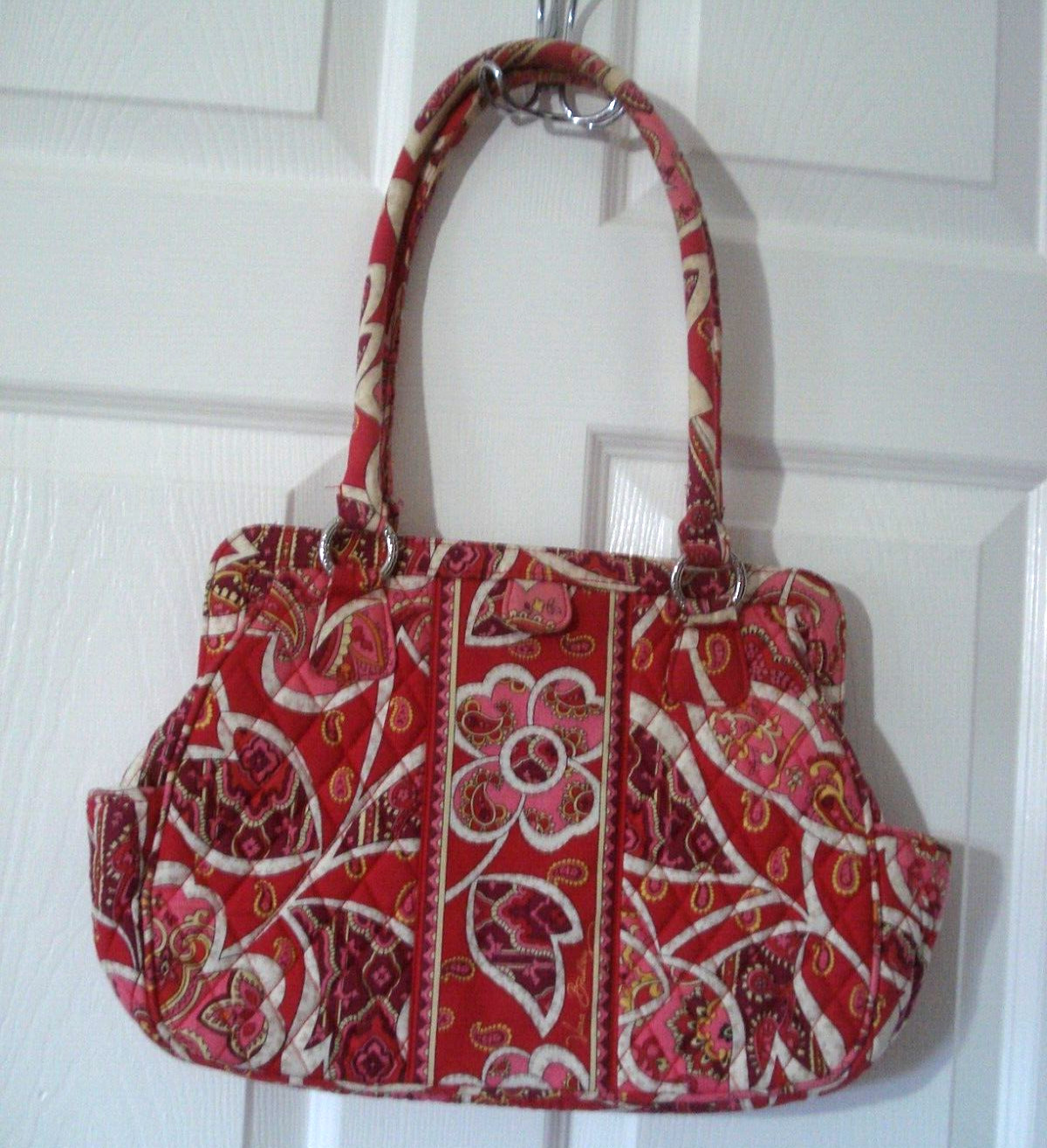 Vera Bradley Rosy Posies Frame Satchel Purse Magnetic Closure