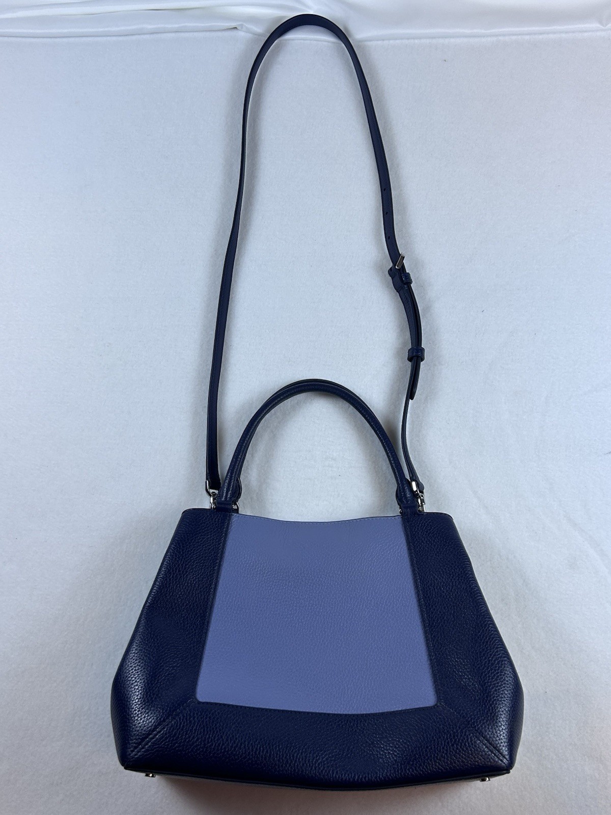 Kate Spade Lena Colorblock Satchel Pebbled Leather Parisian Navy Shoulder Bag