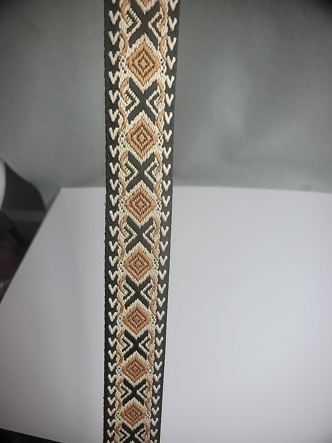 Vintage Emboidered Purse Strap Guitar Strap Adustable Brown Beige Black