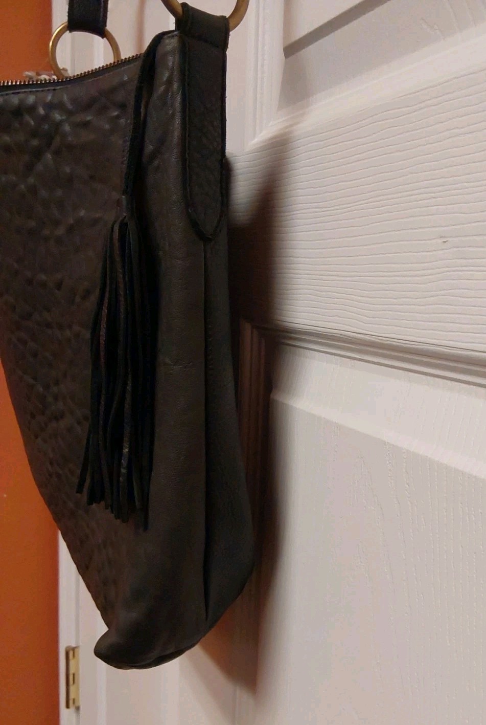 Molly G Nomad Shoulder Bag Purse Buttery Black Pebbled Soft Leather
