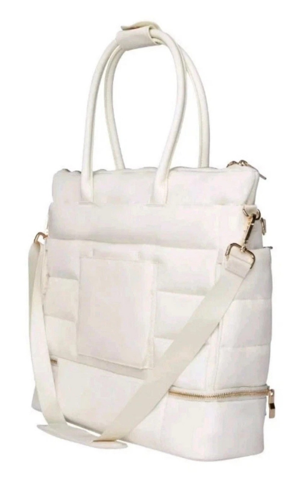 iPack Puffy Fashion Tote Ivory Luggage Bag Travel Adjustable Strap Laptop NEW