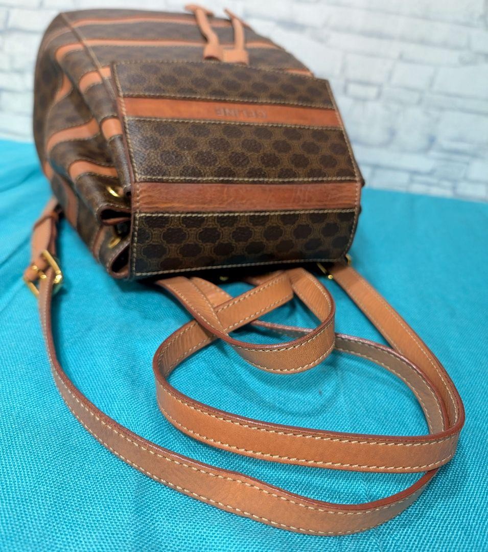 Celine Macadam Mini Backpack Border Pattern PVC Leather Vintage Shoulder Bag