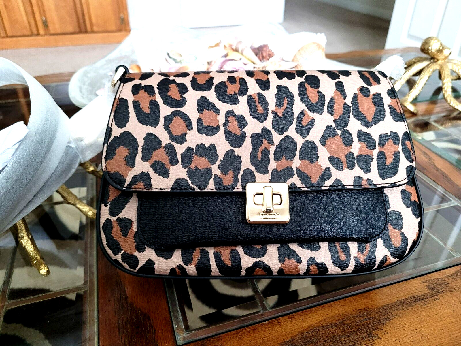 KATE SPADE Phoebe Spotted Leopard Flap Crossbody Brown Multi KH487 NEW🎀NWT🎁NIP