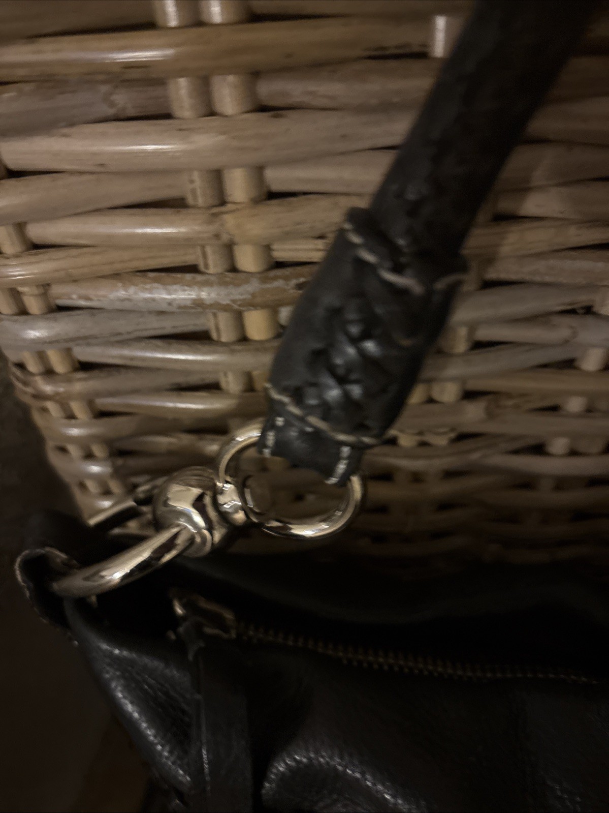 VIA SPIGA BLACK Leather Braided Quality Silver Decorative Shoulder Bag