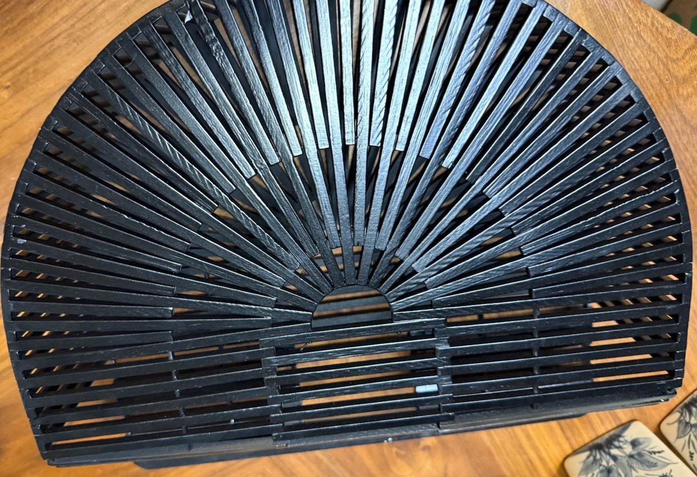 Bamboo Half-circle Handbag Often Referred to As A Bamboo Tote Or Clutch.
