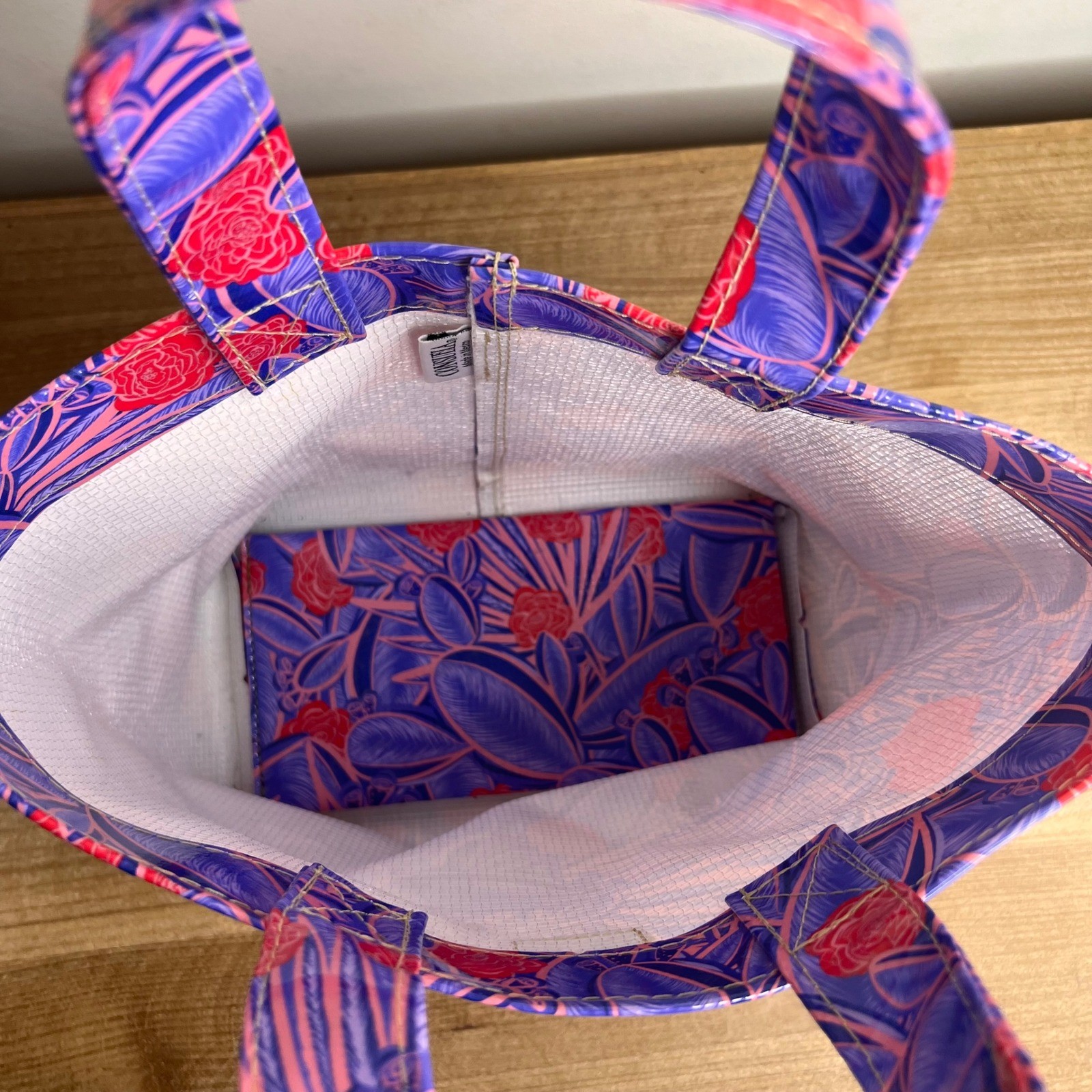 Consuela Sallie Grab-n-Go Mini Tote Bag Purple Pink Floral Water Resistant