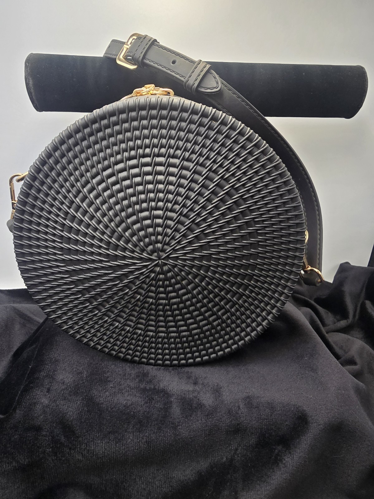 ROUND RATTAN WOVEN JELLY CIRCLE PVC CROSSBODY BAG PURSE DETACHABLE STRAP