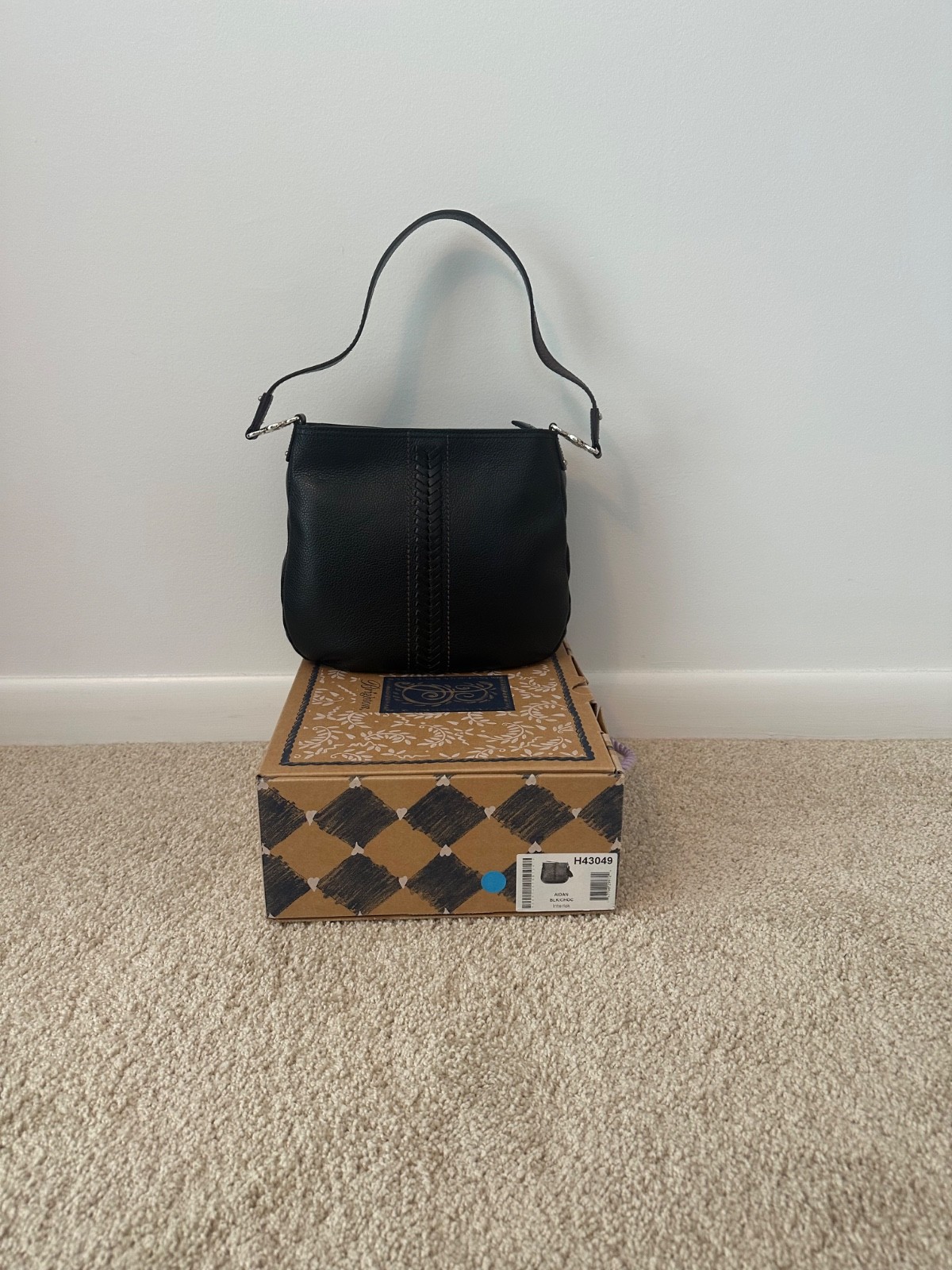 Brighton Interlock black chocolate leather shoulde bag
