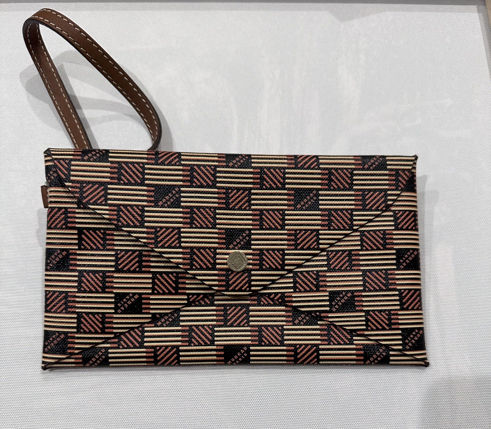 Moreau Paris Logo Print Leather Purse.