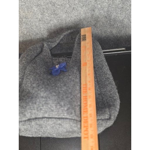 Grey Knit Wool Blend Slouchy Hobo Bag Blue Flower Pin Minimalist Tote Hipster