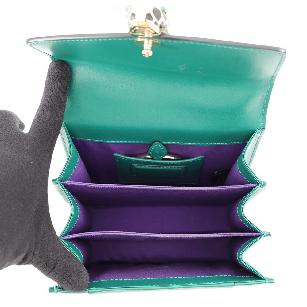 BVLGARI Serpenti Forever Top Handle Calf Leather Emerald Green 39778