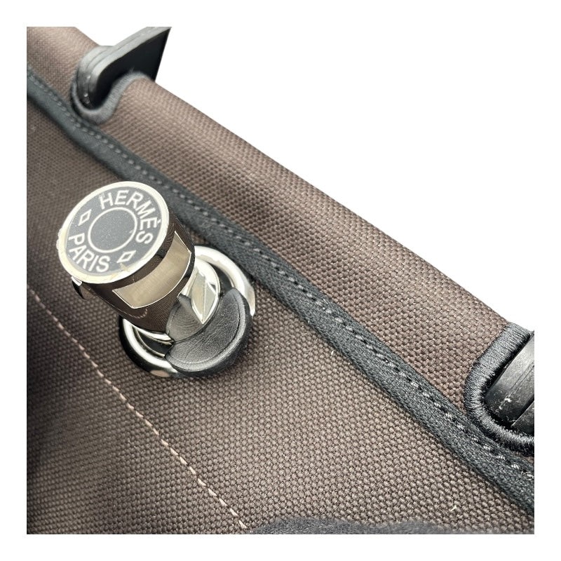 HERMES Herbag Zip PM Dark Brown Leather Handbag Z Stamp #OKB2040