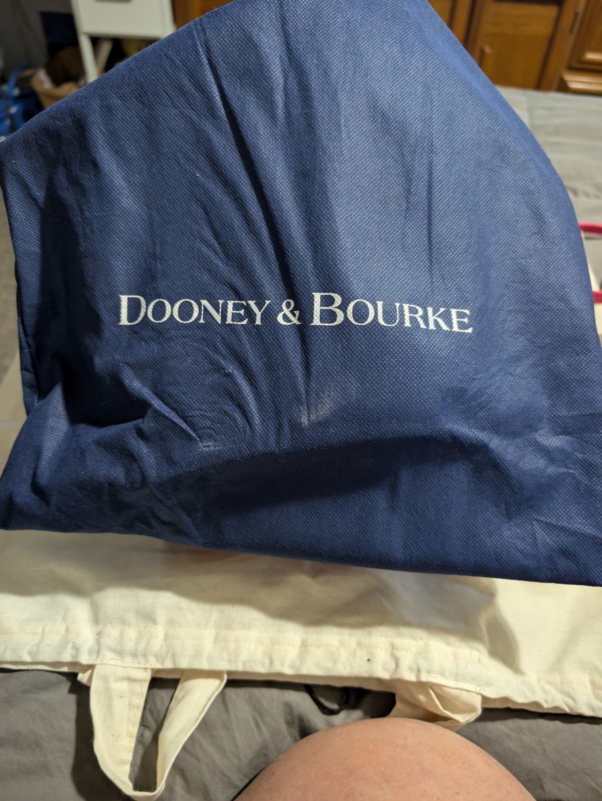 Dooney & Bourke Red Pebbled Zip-Top Satchel Top Handle Bag Brown Trim Dust Bag