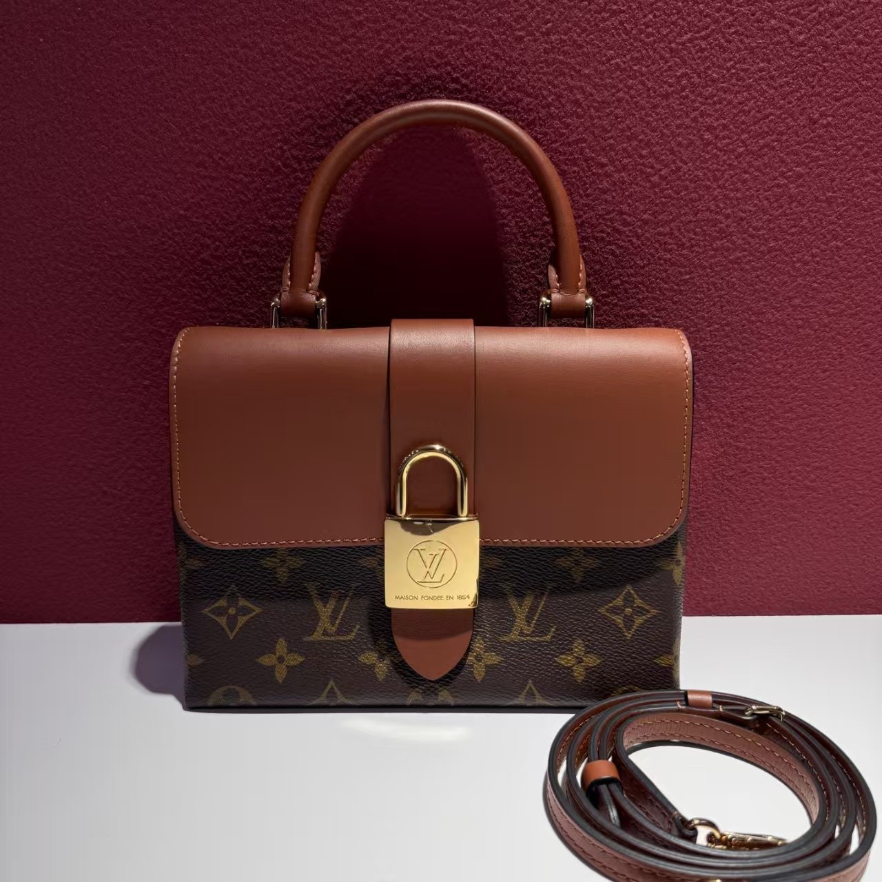 Louis Vuitton Locky BB Caramel Monogram Mini Crossbody & Shoulder Handbag