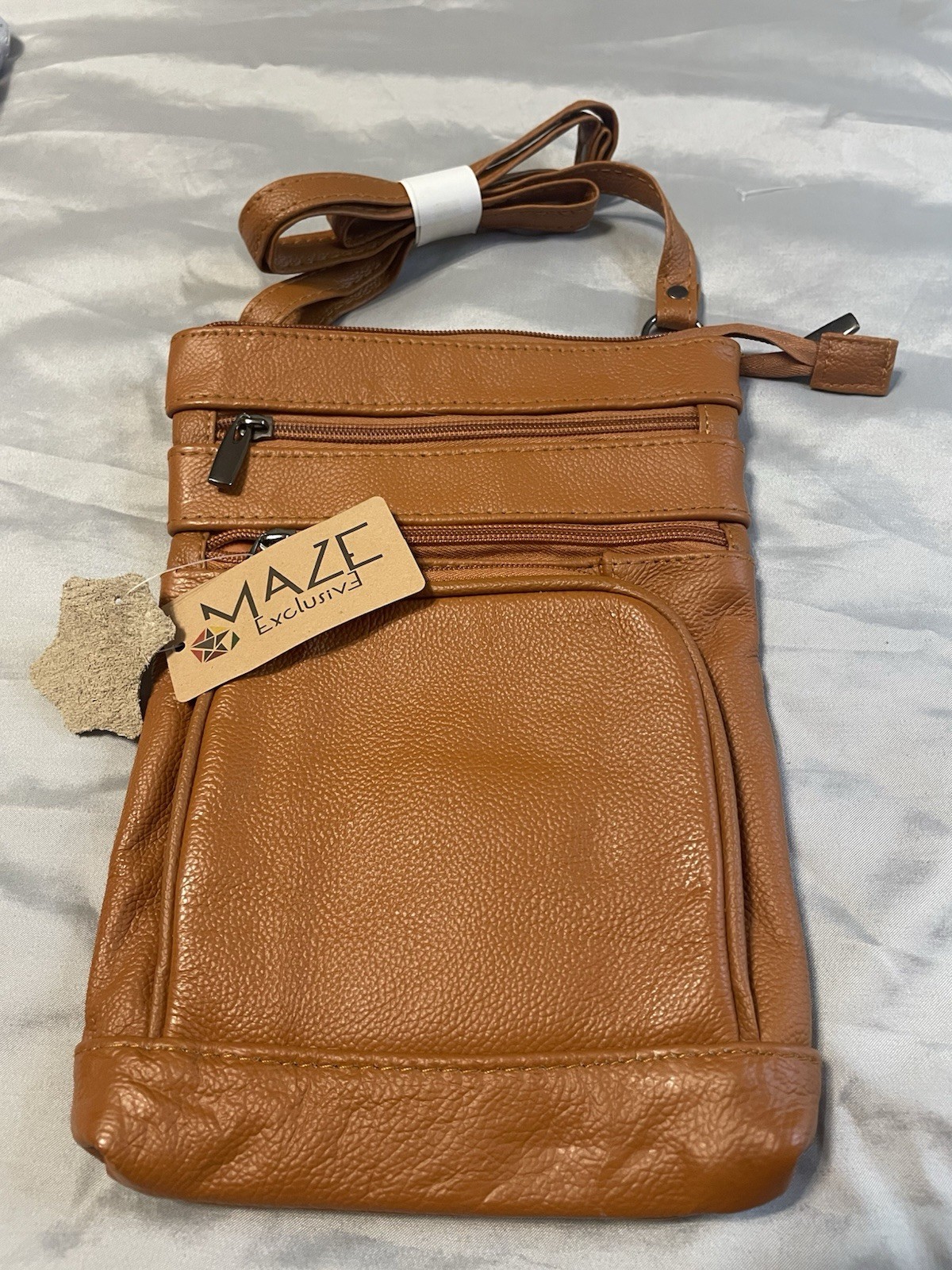 Maze Exclusive Genuine Soft Leather Crossbody Purse Bag Brown Live Your Life