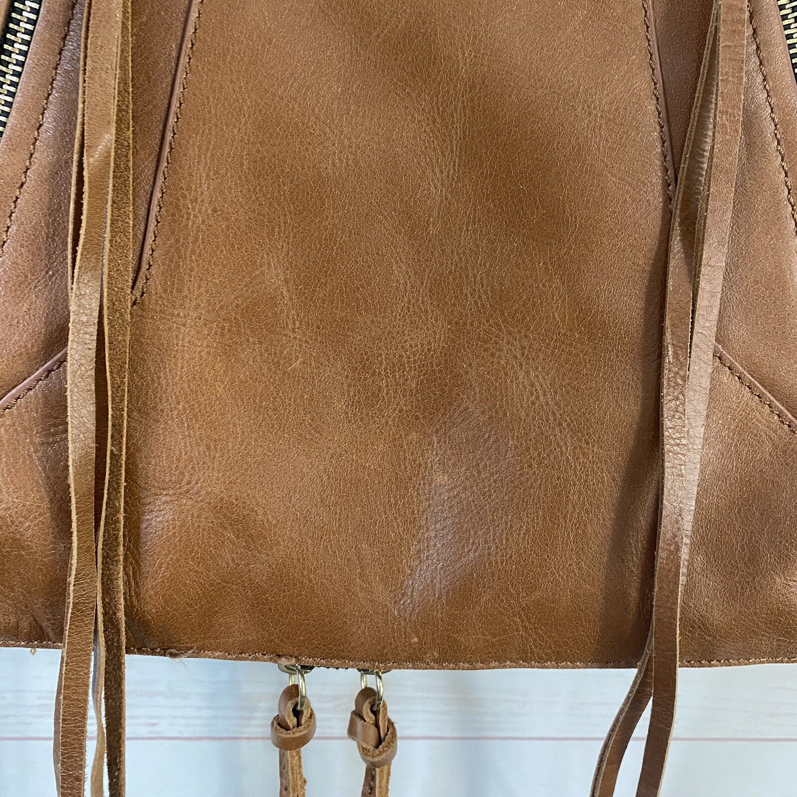 Joes Jeans Boho Tassel Shoulder Bag Purse Brown Small/Medium Brown Faux Leather