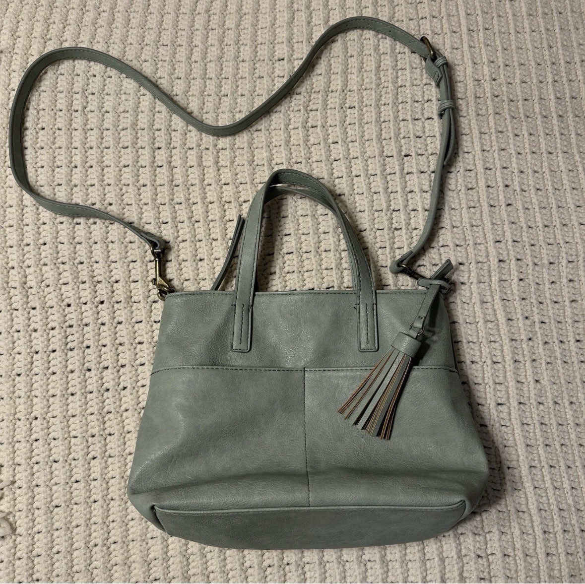 Sonoma Convertible Cross-Body Purse Light Green 5-pocket Brass Hardware