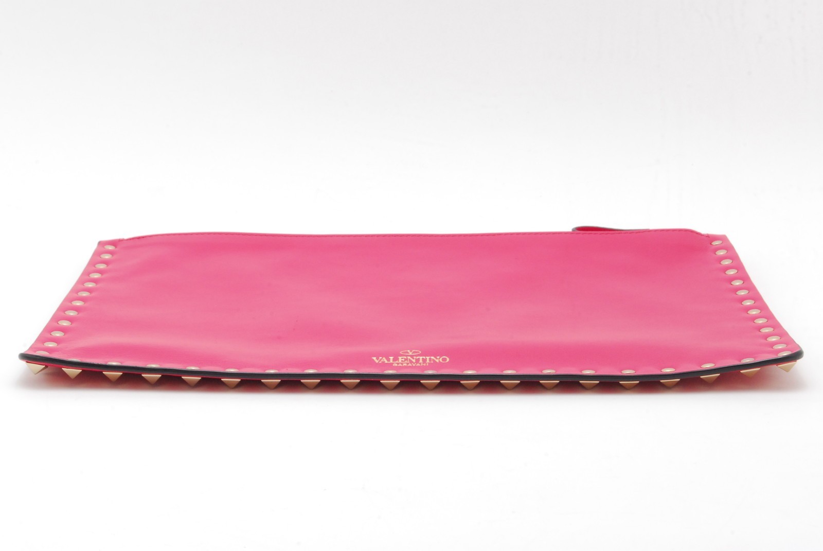 VALENTINO GARAVANI Clutch Bag Rock Stud Leather Purse Pink　*Rank A*