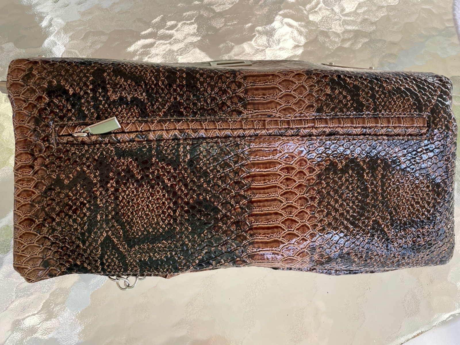 New W/O Tags Faux Snakeskin Fold Over Envelope Clutch/Shoulder Bag