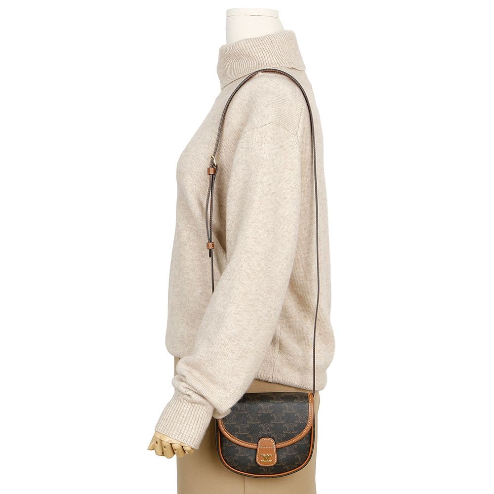 Celine Mini Triomphe Canvas Calf Shoulder Bag 158641893 [P]