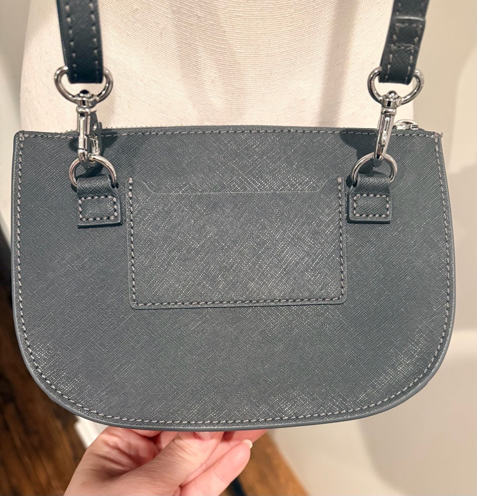 Lo & Sons Waverley 2 Convertible Crossbody Bag Saffiano Leather Graphite EUC
