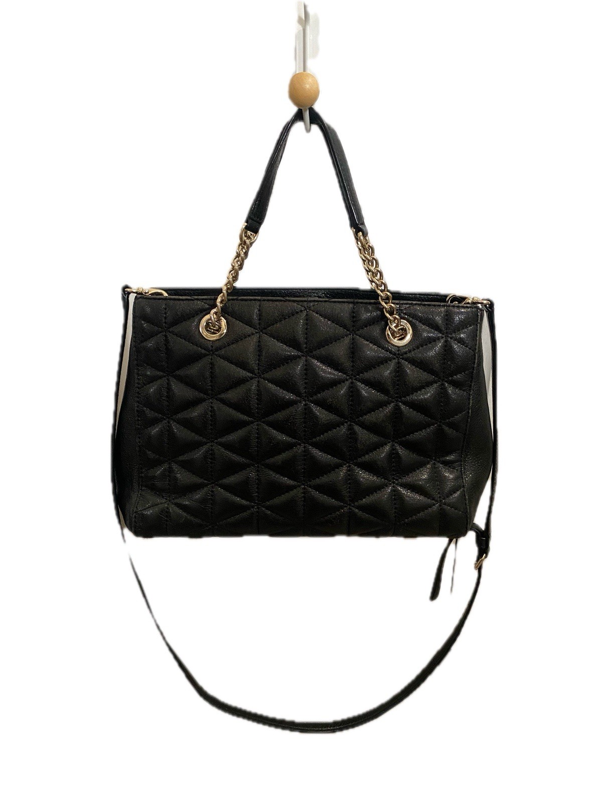 kate spade new york Black Quilted Satchel Top Handle, Gold Hardware, Detachable