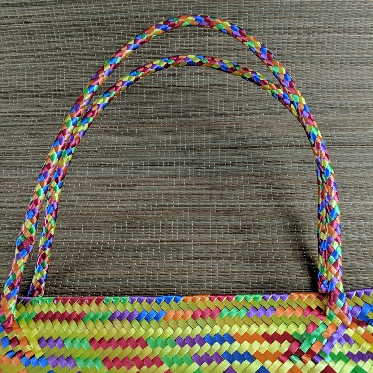 woven mexican tote handmade of recycled plastic Colorful Purse Handbag