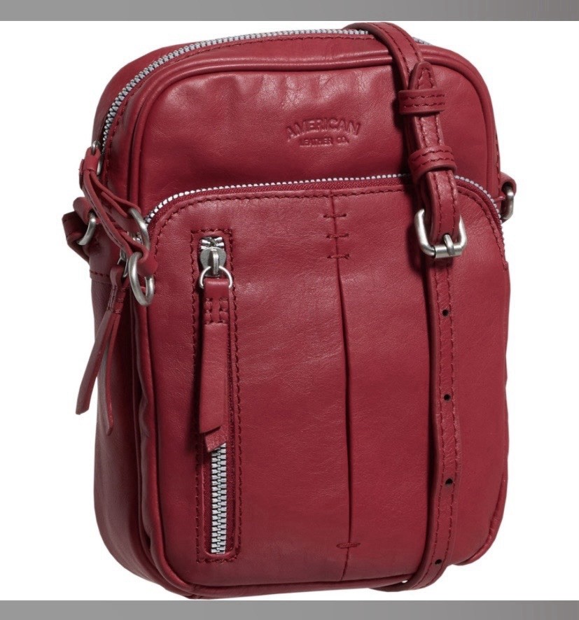 American Leather Co. Cleveland North-South Crossbody Bag – Leather – Ruby Red