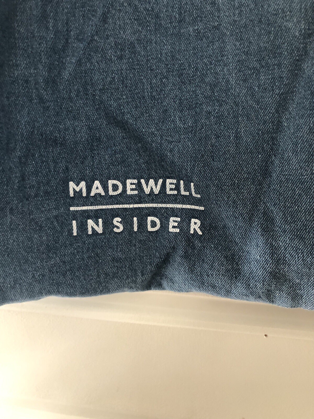 Madewell Insider Light Wash Denim Tote Bag Up Top Hand Slap Bookbag Grocery Bag